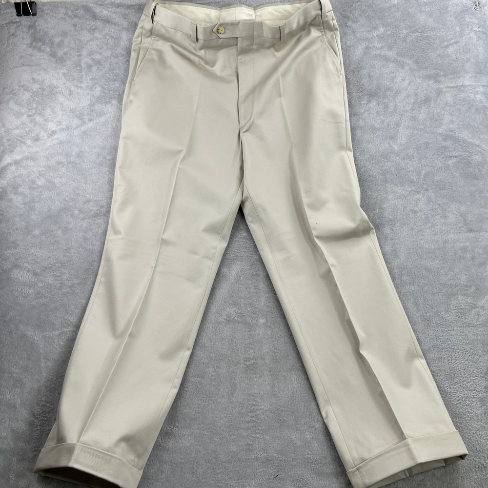 Patrick James West Coast Classic Chinos 36x28 Beige Men Flat Front Cuffed Pants